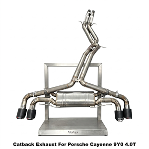 Vortex Lightweight Natural Titanium Full <b>Exhaust</b> System With Vacuum Valve For Porsche Cayenne 9Y0 4.0T - Product Image 1