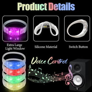Bracelet LED RGB en silicone, clignotant, activé par la musique, pour concert, moins cher - Product Image 2
