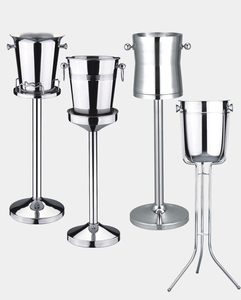 Grand <span class=keywords><strong>seau</strong></span> à glace en métal Antique argenté pour 6 bouteilles de Champagne Heinek, support en acier inoxydable - Product Image 5