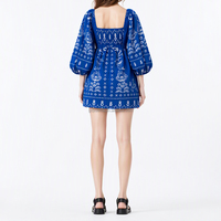 Robe décontractée à manches longues pour femme, style bohème, mini-jupe smockée à imprimé floral, collection automne-printemps, vente en gros personnalisée