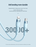 Nillkin kabel silikon pengisian daya cepat, kabel Tipe C ke pengisian cepat 27W, silikon panjang 1.2m untuk kabel iPhone