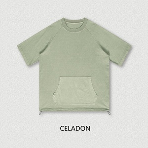 Sudadera Deportiva Vintage Lavada de Algodón de 270 g, Estilo Hip Hop, Ecológica, Personalizada, de Manga Corta, con Cordón y Bolsillo Tipo Canguro - Product Image 1