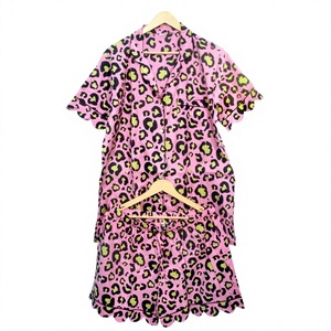 Conjunto de Pijama de Algodón 100% para Mujer, Camiseta de Manga Corta con Estampado Floral, Ropa de Dormir Cómoda y Transpirable - Product Image 1