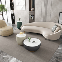 Table basse en marbre et tabouret latéral, meuble de salon de luxe, de styliste italien, ensemble bol central, table de thé ronde