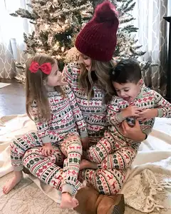 Família Pijama De Natal Árvore E Floco De Neve Impresso Pai-filho Home Sets Mulheres Sleepwear XMas Família Terno Combinando pijama