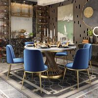 GEDO Luxury Style Esszimmer möbel Weißer runder Esstisch mit Marmorplatte