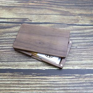 Tarjetero Portátil de Madera Sólida para Tarjetas de Visita y Crédito, para Hombre y Mujer, Regalo Empresarial, Caja Rectangular con Cierre Magnético - Product Image 2