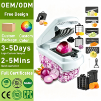 Accessoires de cuisine OEM/ODM, hachoir à légumes 15 en 1, hachoir à oignon, mandoline, trancheuse multifonctionnelle pour légumes
