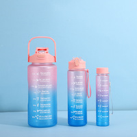 Botella De Agua Motivacional 3 en 1, ensemble de bouteilles d'eau motivantes 3 en 1, ensemble de demi-gallon de 64 oz, en stock, bouteille d'eau 3 en 1