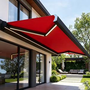 Auvent rétractable résistant au vent, cadre en aluminium, protection UV, tissu PVC, cassette complète motorisée pour villa résidentielle, cour arrière - Product Image 1