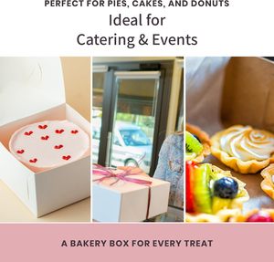 กล่องเบเกอรี่แบบมีมุมล็อค กล่องเค้กทรงสูงพร้อมฝาปิดด้านหน้าและด้านข้างสำหรับเค้กแบบหลายชั้น ภายนอกสีน้ำตาลหรือสีขาว ใช้กับไมโครเวฟได้ - Product Image 5