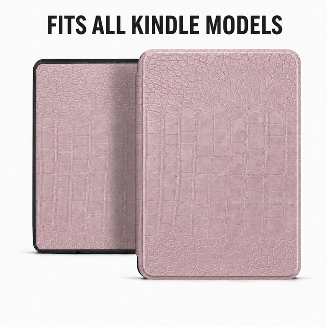 Custom Logo Leather Pu 3d Texture Kindle Case with Croc Crocodile Alligator Elastic Fur Print Cover for Kindle Ebook Reader