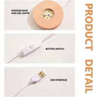 Base de lampe LED ronde en bois en gros, câble USB, interrupteur, base de veilleuse moderne pour boule de cristal 3D, lampe de nuit LED