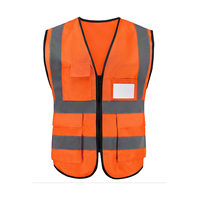 Gilet de sécurité réfléchissant en polyester durable, personnalisé, haute visibilité, sans manches, ANSI Classe 2, imperméable, respirant, avec fermeture éclair