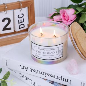 Noel Mum Kavanozu Lüks 340 gr Yanardöner Cam Mumluk Toplu Gökkuşağı Mum Yapımı Kavanozları Ev Dekorasyonu Toptan Satış - Product Image 1
