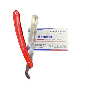 Stainless Steel Customized Color <b>Razor</b> Red Plastic Handle <b>Single</b> <b>Blade</b> Barber Shop Use Male Face - Product Image 1
