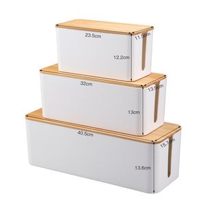 DS1839 Wooden Style Large Cord Organizer Box Cable Winder Organizer Cable Storage Box Desk Computer Cable Organizer Box