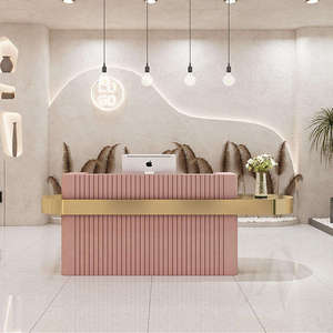 Sincoo Modern <b>Small</b> Metal Solid Wood Gold-plated Cash Beauty Salon bar Reception <b>Desk</b> Color Can Be Customize Front <b>Desk</b> - Product Image 1