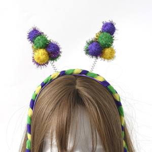 Карнавальная фиолетовая зеленая и Золотая головная повязка с помпоном для головы Mardi Gras Boppers для девочек женщин - Product Image 2