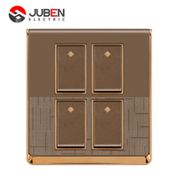 JUBEN Interrupteur mural 4 modules 1 voie, marron, PC, 4 prises, 10A 250V, Modèle A2-5-007