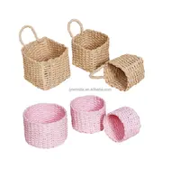 Cestini intrecciati in corda di carta naturale a basso costo set cestini portaoggetti per giocattoli per bambini scatola di immagazzinaggio per articoli vari
