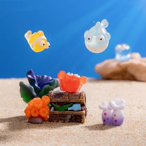 Personnalisable Fish <span class=keywords><strong>Tank</strong></span> Plage Aménagement Paysager Mini Ornements Micro Paysage Dessin Animé Animal Marin Corail DIY Décoration Résine Artisanat - Product Image 3