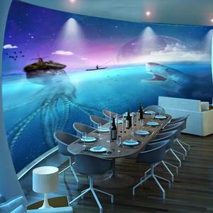 Decoración para Sala de Estar y Cafetería: Papel Tapiz HD con Diseño de Ballenas del Océano <span class=keywords><strong>Azul</strong></span>, Revestimiento de Pared Impermeable - Product Image 3