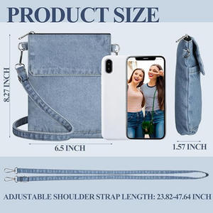 Bolsos de mezclilla pequeños personalizados, bandoleras, bolsos de hombro de mezclilla, bolsos retro ajustables para celular, para mujer - Product Image 4