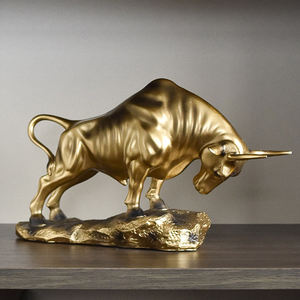 Artesanía de resina Feng Shui, estatua de <span class=keywords><strong>toro</strong></span> dorado, Escultura Moderna de buey, figuritas de vaca para Decoración de mesa de sala de estar, gabinete de <span class=keywords><strong>TV</strong></span>, estudio - Product Image 4