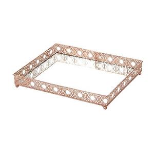 Best Selling Copper Antique Metal With Golden Handle Serving Tray for Table Decoration <b>Hotel</b> <b>Supply</b> Serving Trays - Product Image 1