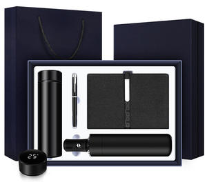 Maxfree Ensemble de luxe personnalisable quatre pièces : Parapluie, Carnet à boutons longs, Tasse et Stylo rond – Coffret cadeau pour événements et festivals - Product Image 1