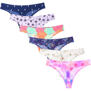 Fabrika özel baskı sevimli iç çamaşırı külot dikişsiz Thongs kadınlar No Show tanga iç çamaşırı kadın - Product Image 1