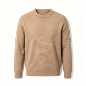 Suéter Duradero para Hombre, Color Beige Camel, Mezcla de Cachemira, Cuello Redondo, Minimalista, Versátil, Antipilling, Otoño, Logotipo Frontal Personalizado 228 - Product Image 2