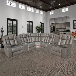 Conjunto de Sofá Esquinero Reclinable Tapizado en Cuero con Diseño Moderno y Espacio de Almacenamiento, Ideal para Salas de Estar en Apartamentos - Product Image 5