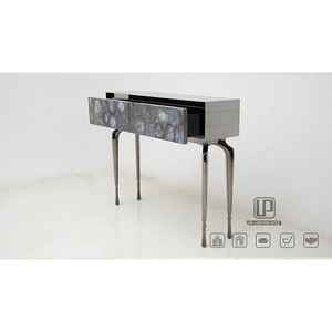 Mesa Consola de Lujo en Blanco y Negro, Mueble Moderno para Sala de Estar, Mesa Consola Rectangular con Tapa de Mármol, Modelo 01 - Product Image 5