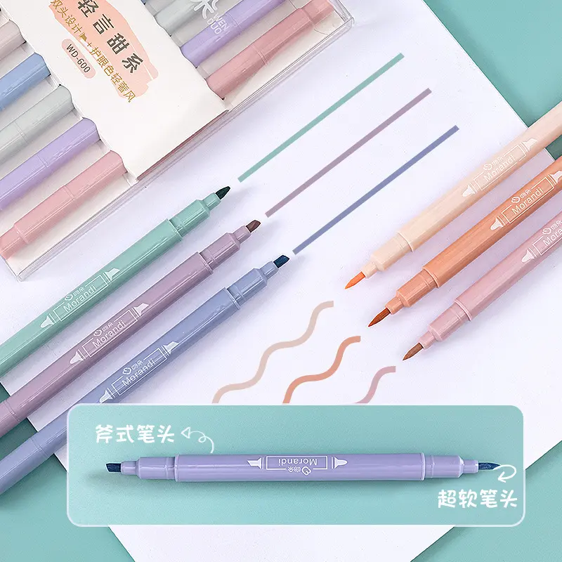 Korean Creativity 6-color Double-headed Highlighter Pen Set Stationery Color Pen Student Marker