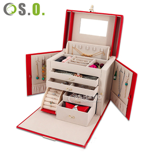 Boîte à bijoux multi-niveaux de grande capacité personnalisée, boîte de rangement à bijoux portable en cuir PU, boîte de rangement pour boucles d'oreilles, colliers, organiseur de voyage - Product Image 3