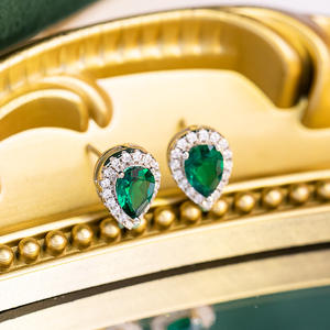 All Fashion Laboratory <b>Jewelry</b> Lab Grown Green Gown Emerald Dia Earrings Water Drop - Product Image 2