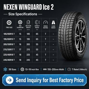 Neumático de Invierno NEXEN Winguard Ice 2 para Automóvil de Pasajeros, con Ranuras Multidireccionales sin Clavos, Agarre en Nieve, Hielo y Escarcha, Bajo Ruido y Confort - Product Image 1