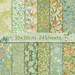 Huancai, 24 Uds., <span class=keywords><strong>papel</strong></span> para álbum de recortes William Morris, <span class=keywords><strong>papel</strong></span> artesanal de doble cara para envolver regalos, álbum de fotos, decoración, suministros para fiestas - Product Image 1