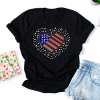 Usine Coeur Forme Strass Transfert De Chaleur pour T-shirt Drapeau Personnalisé Strass Appliques Hot Fix Strass Motif