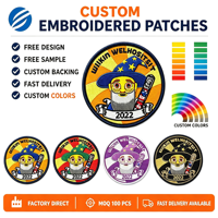 Patch Bordir Lingkaran Sihir Kustom Grosir untuk Jaket, Badge Pesta untuk Pelajar, MOQ Rendah dari Pabrik