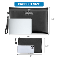 Lot de 2 sacs de documents étanches et ignifugés pour cartes d'argent et billets, avec serrure