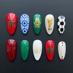 2026 pour Manucure : Faux Ongles à Presser Thème Football, Qualité Supérieure, Forme Amande, en ABS, Argentine - Product Image 3