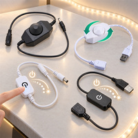 Prise USB DC avec bouton et variateur tactile 0~100% en ABS, garantie 2 ans, pour bande lumineuse LED COB SMD DC5V/12V/24V et veilleuse