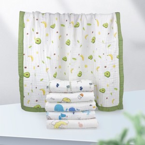 Manta de algodón puro para bebé, 1,1 m x 1,1 m, estampado de dibujos animados de seis capas, permeable al aire, para recién nacidos - Product Image 1