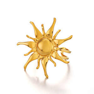 Fashion Sunflower Women's Stainless Steel <b>Open</b> Adjustable <b>Ring</b> 18K Gold Trendy, Personalized, Exaggerated Hip-Hop <b>Ring</b> - Product Image 5