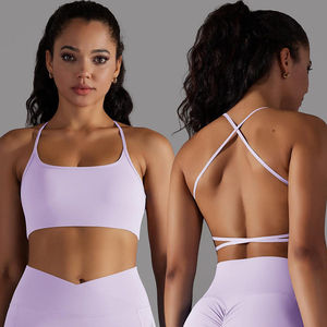 Nylon de doble cara hermosa espalda cruzada Sexy a prueba de golpes deportes Lencería correr Fitness Yoga traje chaleco mujeres - Product Image 1