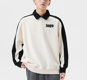 Vente en gros de sweatshirts à capuche et sweatshirts à blocs de couleurs Hip Hop pour hommes avec broderie et logo personnalisé col rabattu pour la saison d'automne - Product Image 1
