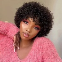 Perruques en cheveux humains brésiliens Jerry Curly 1B Noir naturel Pixie Bouclés Cheveux Fluffy Couverture en gros Stock Perruques courtes bouclées Afro pour femmes